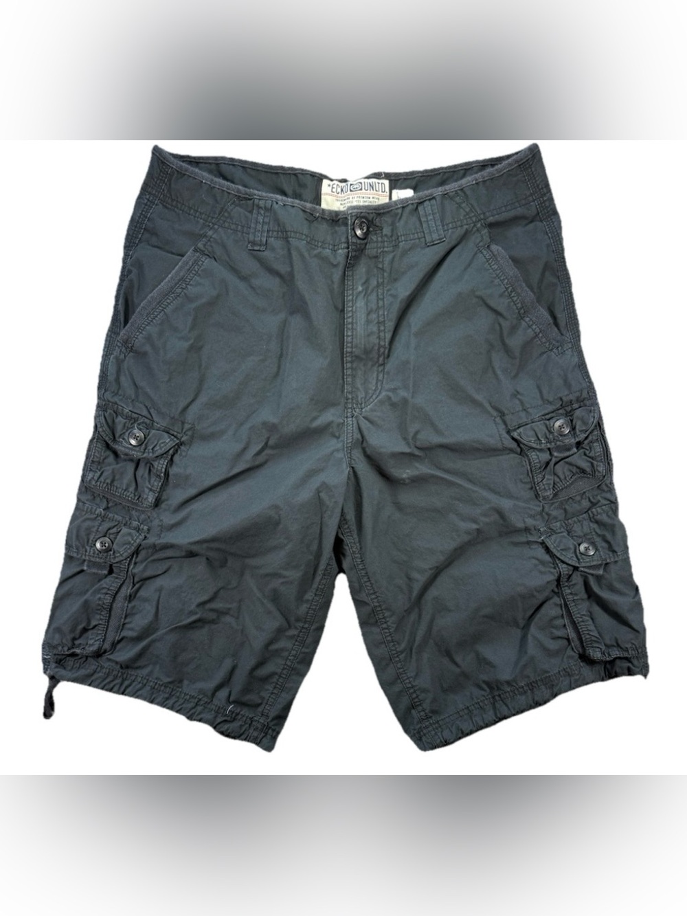Vintage Ecko Unltd Cargo Shorts Men's 34 Black Baggy Y2K Pockets Skater Grunge